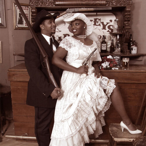 Vintage Style Wedding Portrait of a Couple