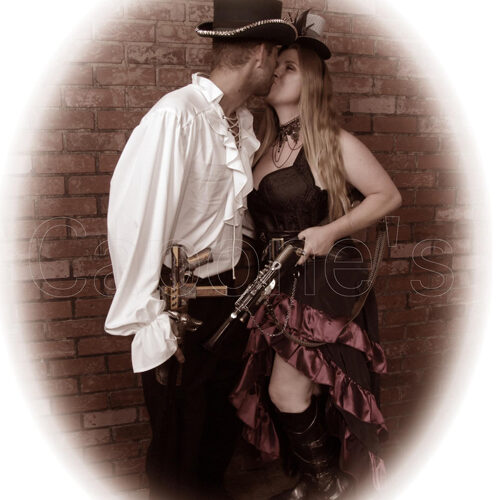 Young Couple in Steampunk Costumes