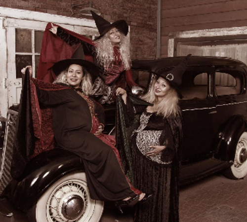 Three Woman Dressed as Witches
