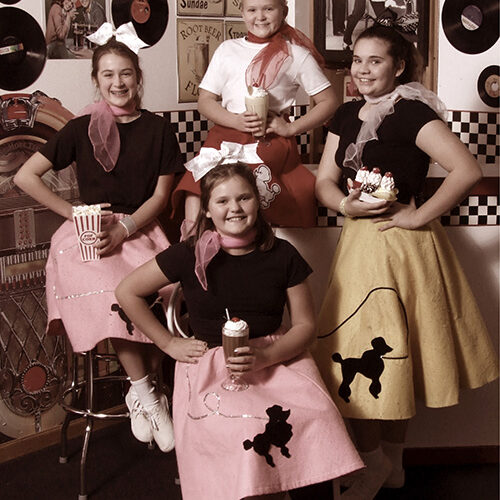 Girls in Vintage 50s Themed