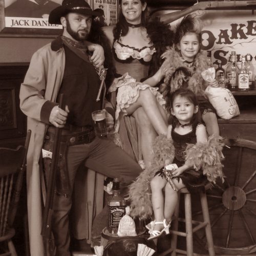 Family Dressed in Western Style Vintage